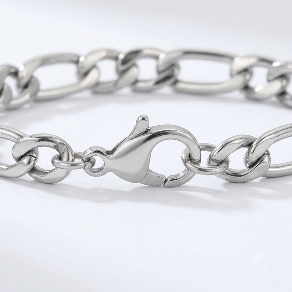 3MM 925 Sterling Silver Figaro Chain Bracelet for Men