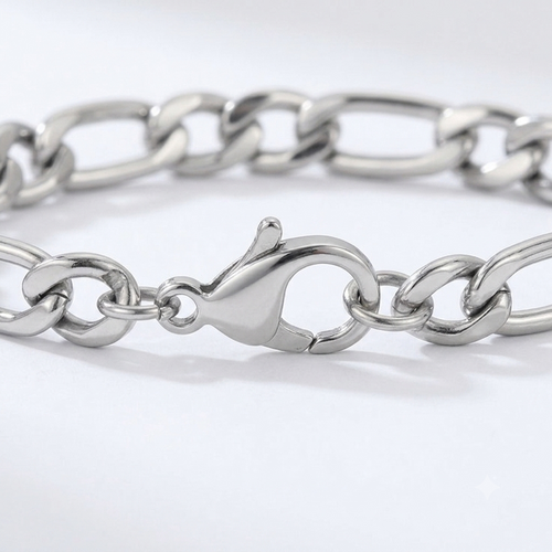3MM 925 Sterling Silver Figaro Chain Bracelet for Men
