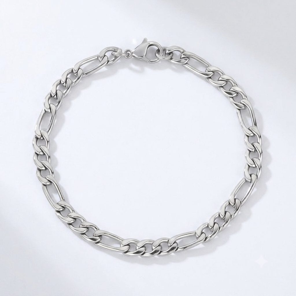 3MM 925 Sterling Silver Figaro Chain Bracelet for Men