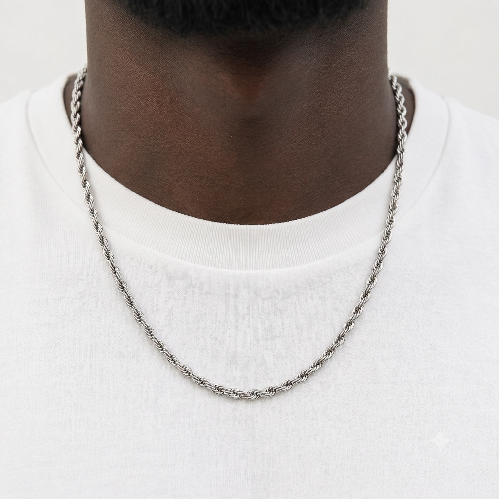 925 - 3MM Sterling  Silver Rope Chain
