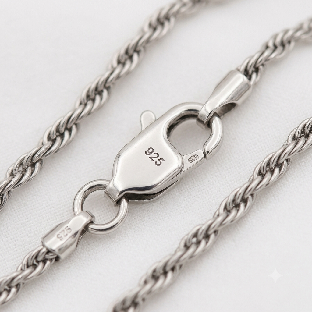 925 - 3MM Sterling  Silver Rope Chain